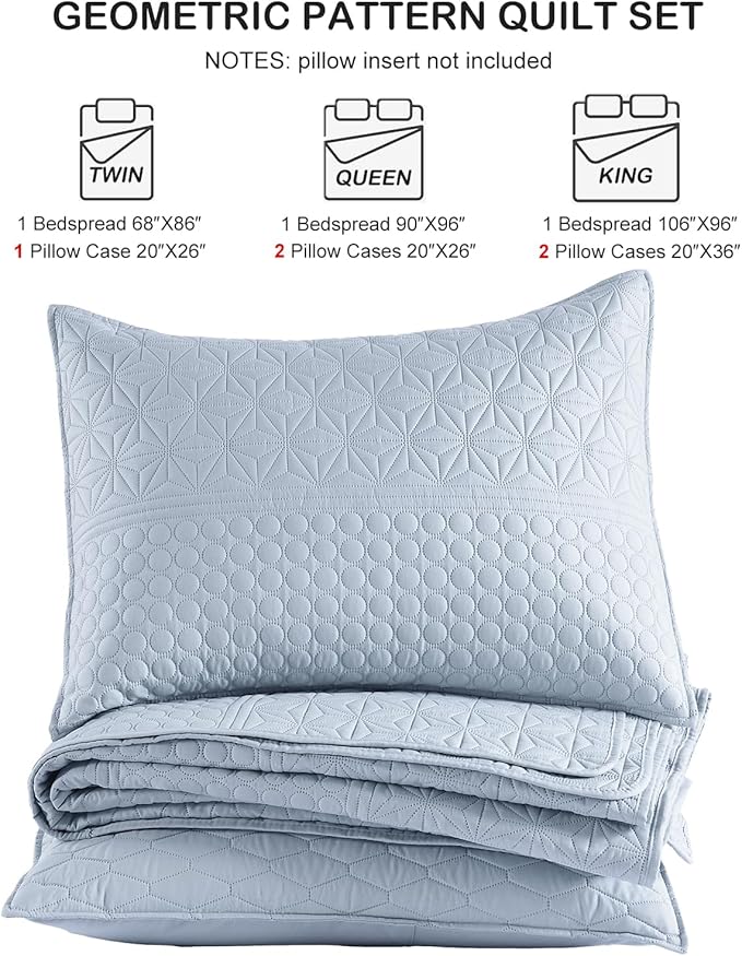 HORIMOTE HOME Light Blue King Size Quilt Set - Image 7
