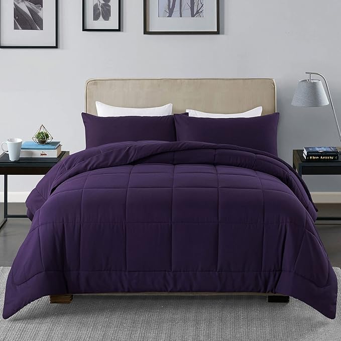 DOWNCOOL Full Size Purple Bedding Comforter Set by DOWNCOOL