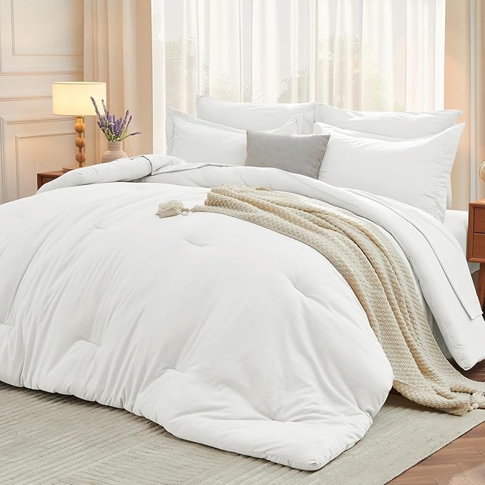 MUXHOMO 7 Pieces King Comforter Set, Soft Bed in a Bag King Size, All Season by MUXHOMO