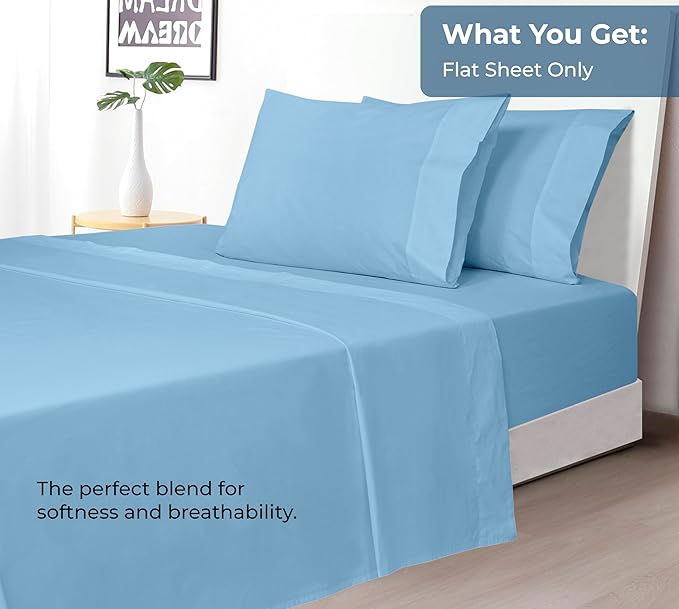 Royale Linens 100% Organic Cotton Twin Flat Sheet Only - Image 5