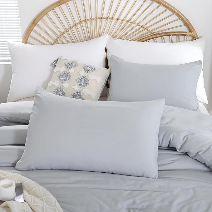 weigelia Full Size Comforter Modern Light Grey 3PCS Microfiber Bed Comforter - Image 5