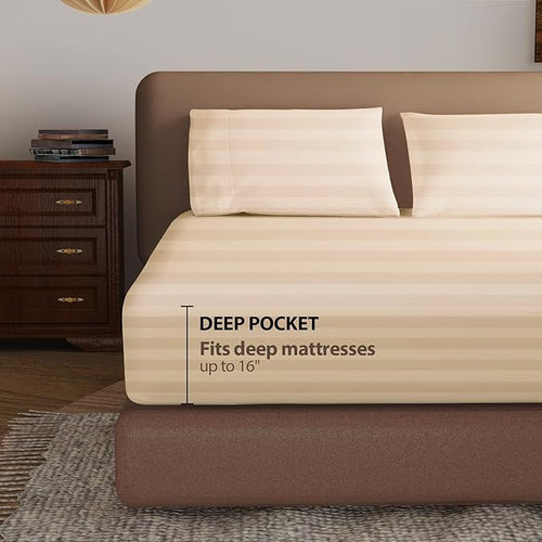 100% Egyptian Cotton Fitted Sheet Queen Size, 600 Thread Count, Single Fitted - Image 2