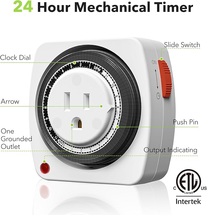 BN-LINK 24-Hour Plug-in Mechanical Timer, Heavy Duty Outlet Timer Indoor - Image 2