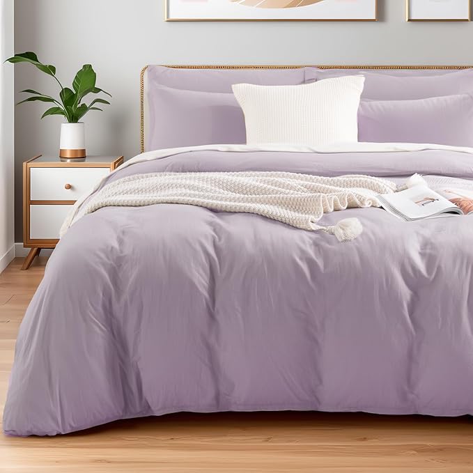 NEXHOME PRO Duvet Cover Set 100% Washed Cotton California Kingn 104"x98" by NEXHOMEPRO