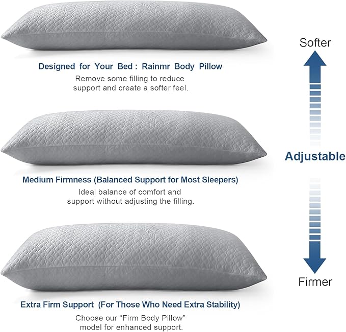 Rainmr Extra Long Body Pillow Memory Foam 180x50cm – Firm King Size Body Pillows - Image 5