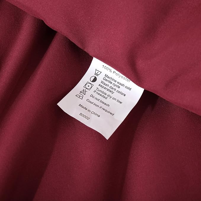 ROSGONIA King Size Comforter Set Dark Red - Image 9