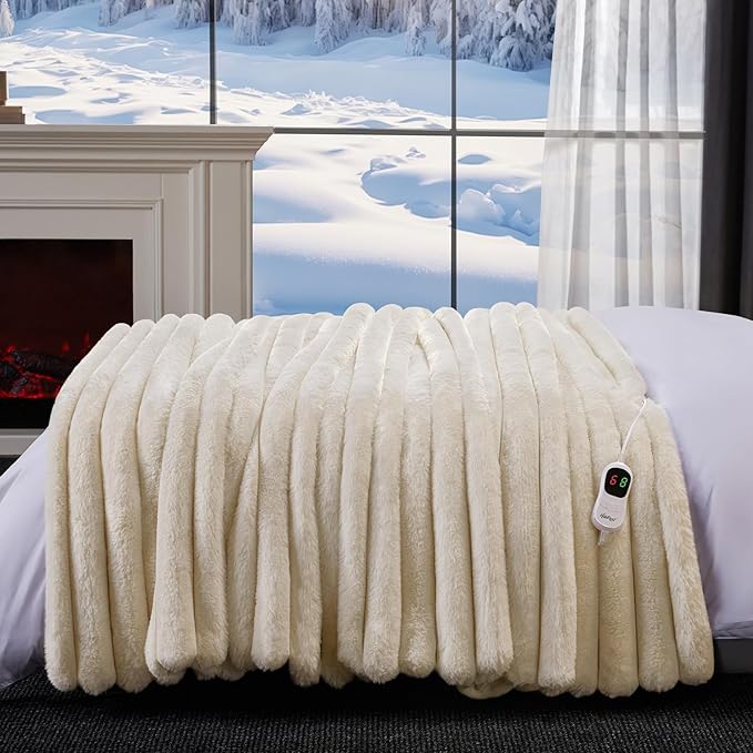 Heated Throw Blanket, Faux Fur Cozy Heating Blanket - Image 7