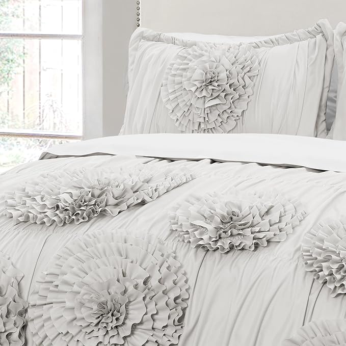 Lush Decor Serena Comforter Set, 3 Piece Set, Light Gray - Image 4