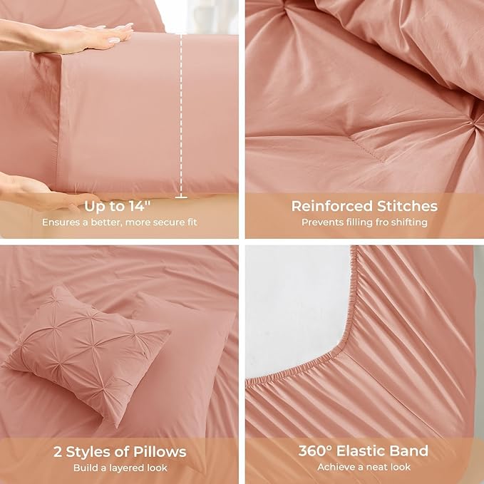 Sasttie California King Comforter Set, 7-Piece Bed in a Bag Cal King, Pintuck - Image 5