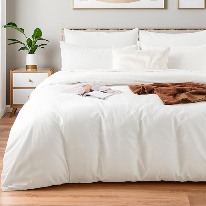 NEXHOME PRO Duvet Cover Set 100% Washed Cotton Oversized King 120"x98" Linen by NEXHOMEPRO
