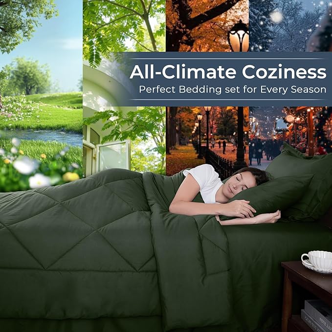 HEVUMYI Army Green King Comforter Set - Image 3