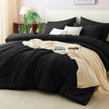 CozyLux Oversized Queen Comforter Set Black, 7 Pieces Bed in a Bag Comforter Set by CozyLux