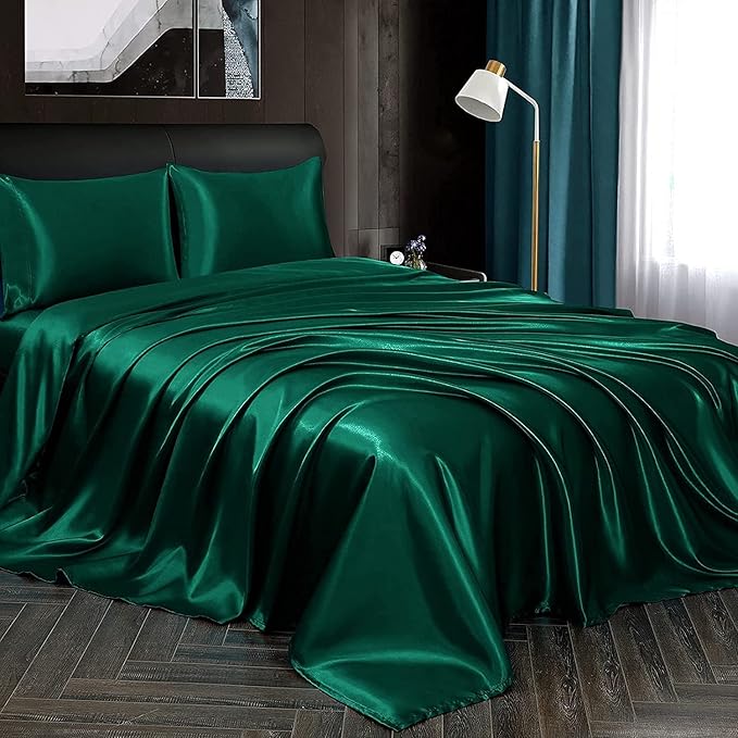 Homiest Blackish Green Satin Twin Flat Sheet - Image 5