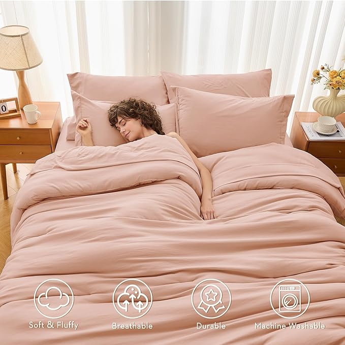 MUXHOMO 7 Pieces California King Comforter Set, Soft Bed in a Bag Cal King Size - Image 2