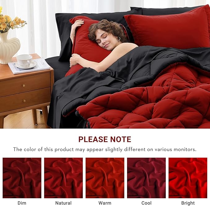 MUXHOMO 7 Pieces Queen Comforter Set, Reversible Bed in a Bag Queen Size - Image 4