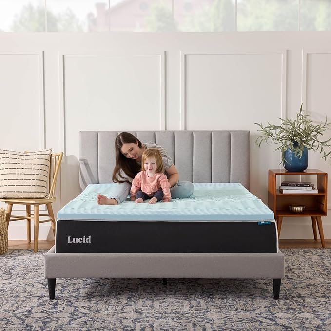LUCID 2 Inch Gel Memory Foam Mattress Topper, Twin size – 5 Zones – Cooling Gel - Image 7