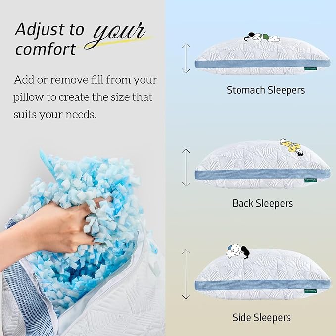 BETU Cooling Pillow Queen Size, Shredded Memory Foam Cool Pillow - Image 5