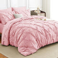 HIMEET Pintuck Bed in a Bag, 7 Pieces Queen Size Comforter Set Pink, Luxury by Unknown