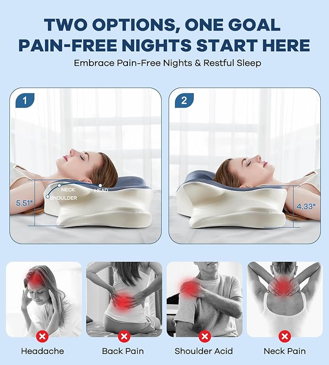 DONAMA Cervical Pillow for Neck and Shoulder Pain Relief, Cooling Contour - Image 2