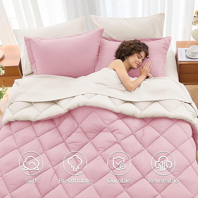 MUXHOMO 7 Pieces King Comforter Set, Reversible Bed in a Bag King Size - Image 6
