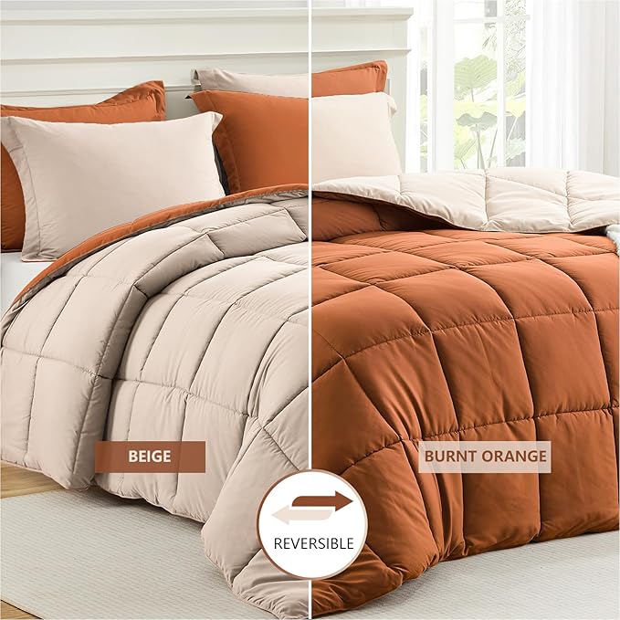 Homelike Moment Twin Comforter Set Burnt Orange, Comforters Twin Size Bed Sets - Image 2