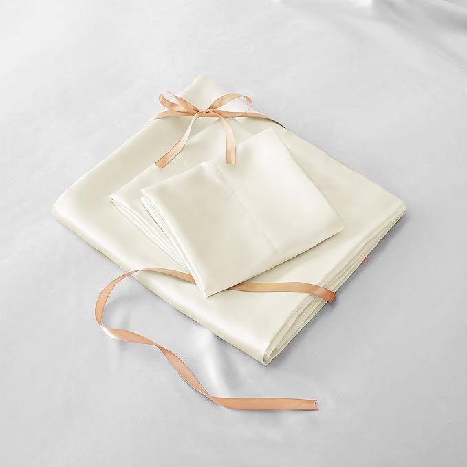 BEDELITE Satin Fitted Sheet and Pillowcases Set, Luxury Soft Similar to Silk - Image 6