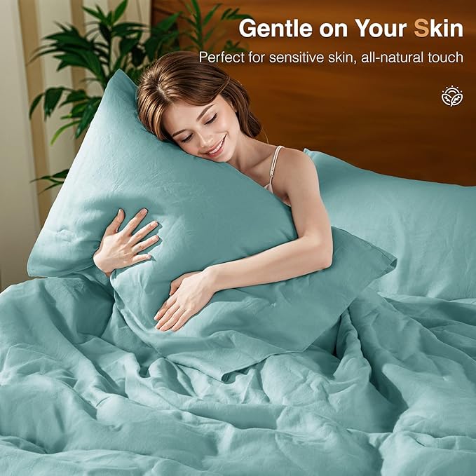 SONORO KATE 100% French Linen Duvet Cover Queen Size, Soft Breathable - Image 6