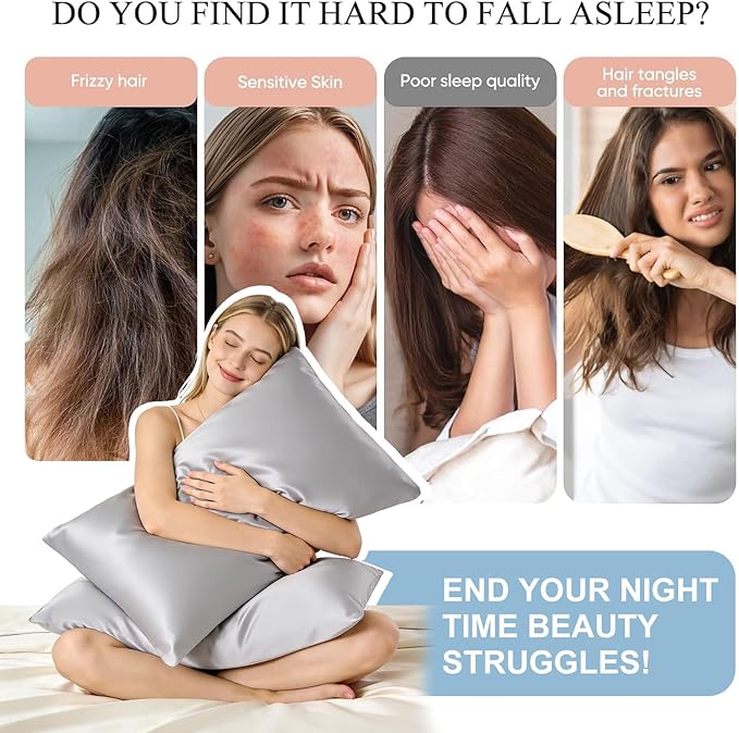 Cooling Pillowcases Set of 2 for Hot Sleeper, Night Sweats Beauty Sleep Reduces - Image 5