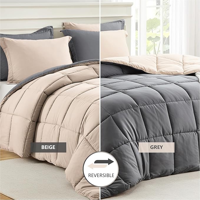 Homelike Moment Queen Comforter Set Beige, Comforters Queen Size Set - Image 2