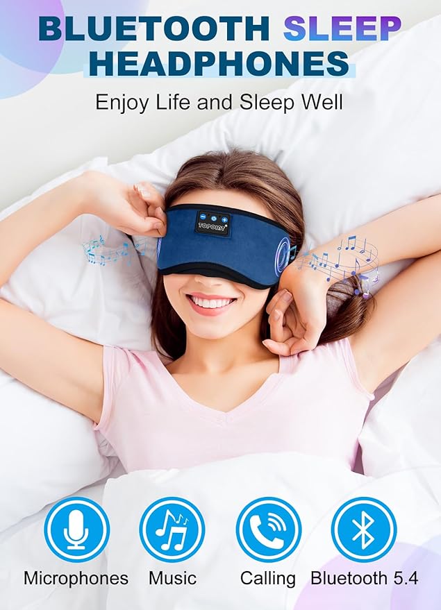 TOPOINT Sleep Headphones, Sleeping Headphones Bluetooth Sleep Mask - Image 2