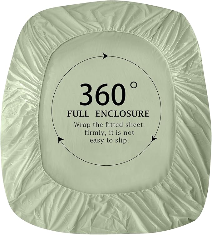 FreshCulture Pure Cotton Fitted Sheets Full Size, 300 Thread Count Percale - Image 4