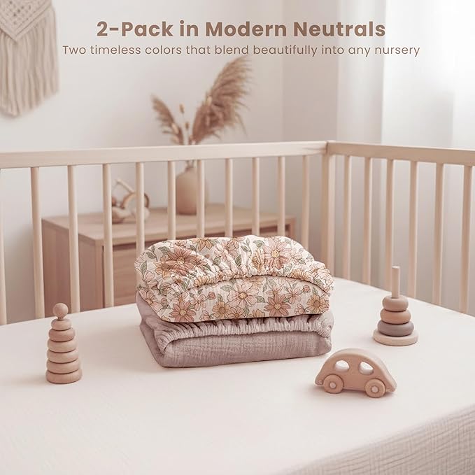 Konssy Muslin Crib Sheets for Girl Boy - Image 7
