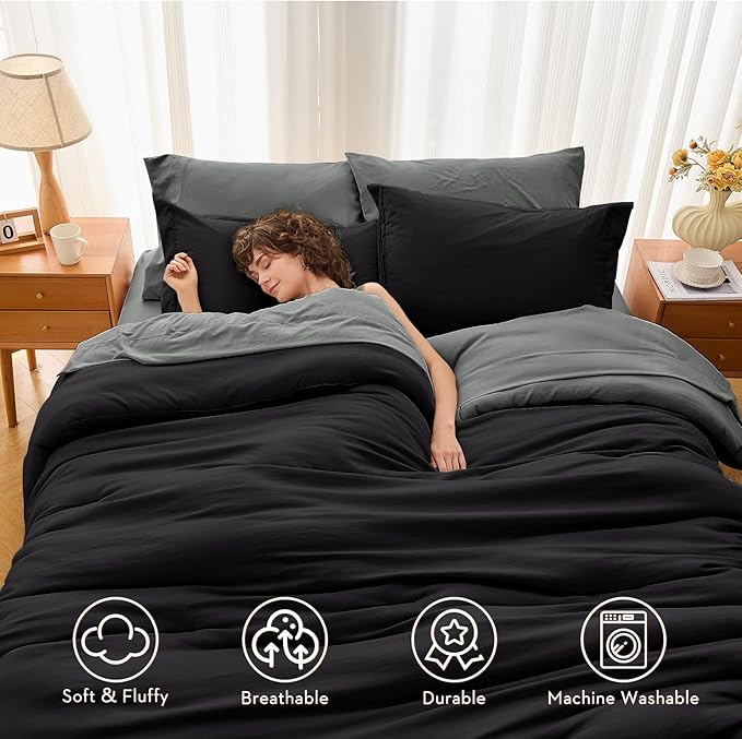 MUXHOMO 7 Pieces Queen Comforter Set, Soft Bed in a Bag Queen Size, All Season - Image 2