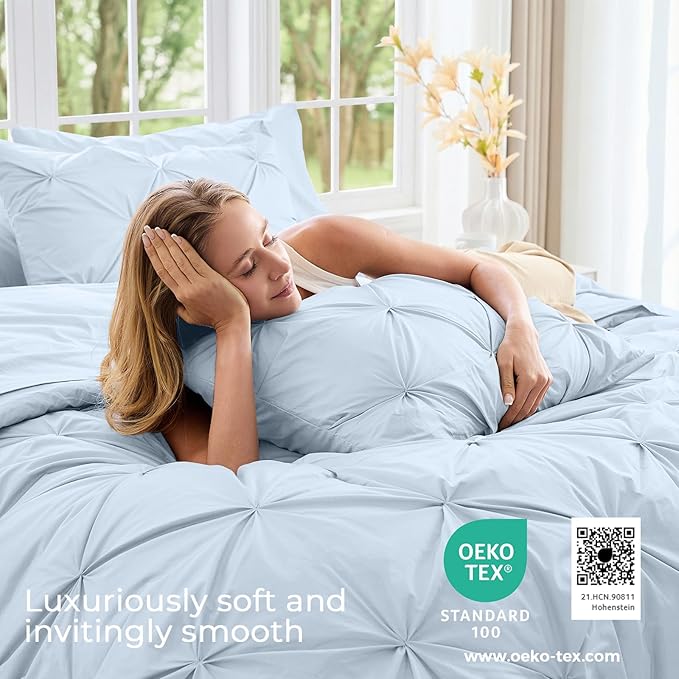 Sasttie Full Size Comforter Set, 7-Piece Bed in a Bag, Pintuck Bedding Sets - Image 3