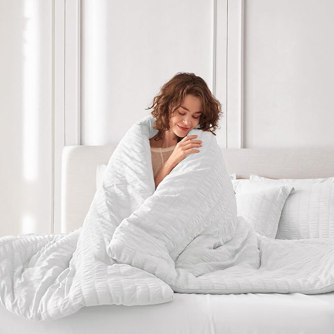 MUXHOMO 7 Pieces Full Comforter Set, Seersucker Bed in a Bag Full Size - Image 6