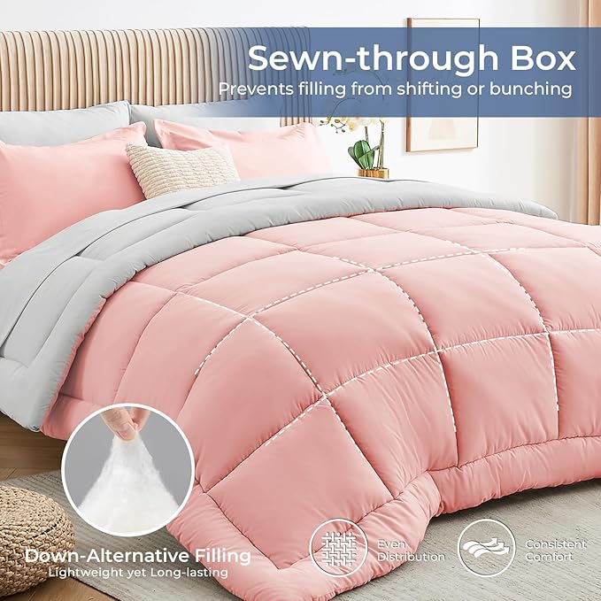 Sasttie Queen Comforter Set, 7 Pieces Reversible Bed in a Bag Queen, Complete - Image 3