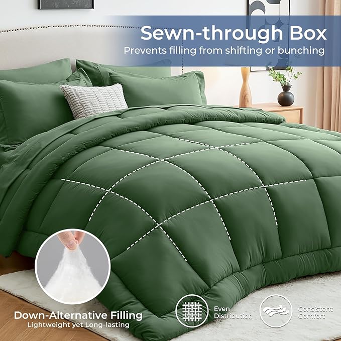 Sasttie California King Comforter Set, 7 Pieces Cal King Bed in a Bag, Complete - Image 3