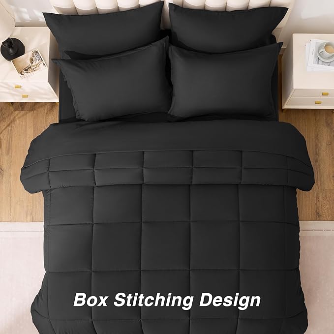 Love's cabin Twin XL Comforter Set Ash Black, 5 Pieces Twin XL Bed in a Bag - Image 4