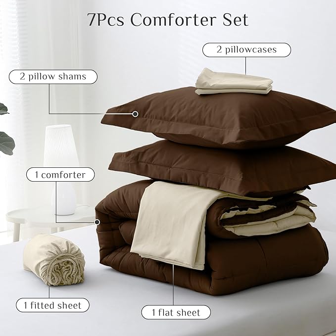 JOLLYVOGUE Queen Comforter Set, Ultra-Soft Bed in a Bag Queen Size 7 Pieces - Image 5