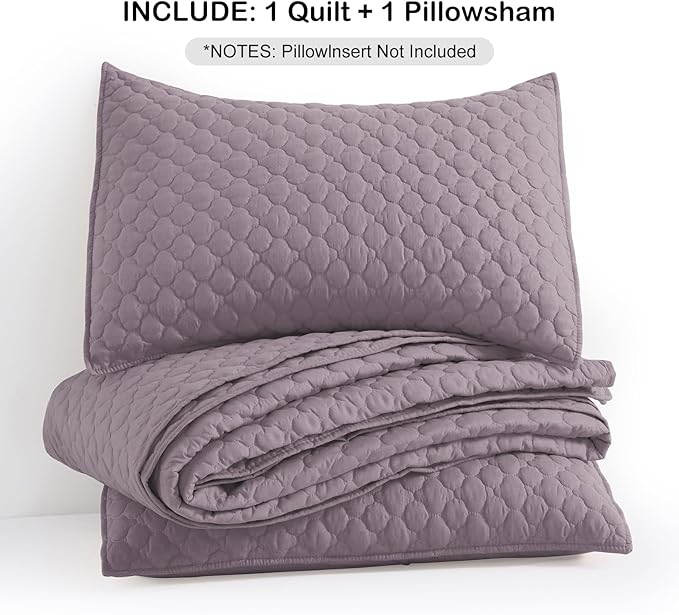 HORIMOTE HOME Quilt Twin Size Grayish Purple, Lightweight Quilt - Image 7