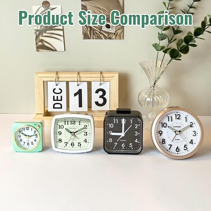 Lamisola Small Battery Operated Analog Alarm Clock - Image 7