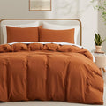LOVQUE Burnt Orange Cotton Duvet Cover King Size, Linen Like Natural Bedding Set by LOVQUE