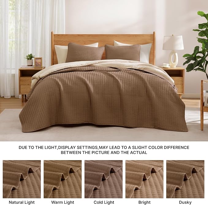 WRENSONGE King Size Quilt-3 Pieces Lightweight Bedspreads Brown King Quilt - Image 8