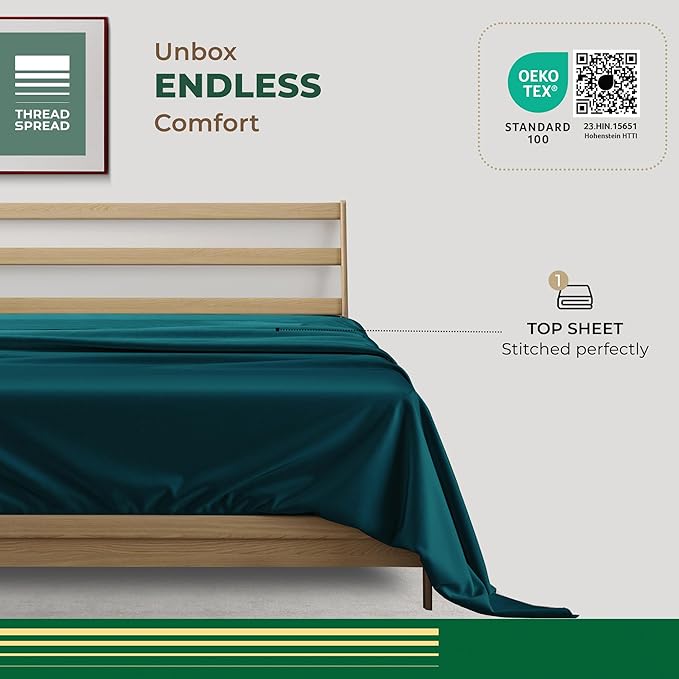 THREAD SPREAD 100% Organic Cotton Percale Flat Sheet Full Size - Image 3