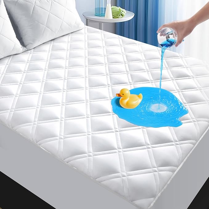 MEELUS Padded King Mattress Protector, Breathable Waterproof Mattress Pad Cover by MEELUS