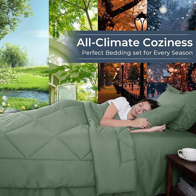 HEVUMYI Sage Green Full Comforter Set - Image 3