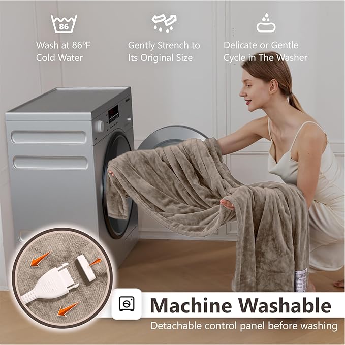 Wapaneus Electric Blanket 62”x84” Flannel Heated Blanket Twin Size - Image 5