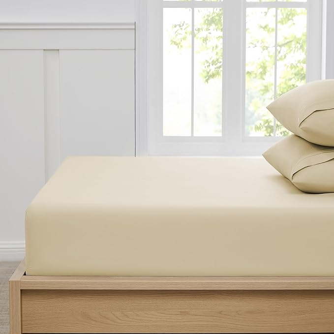 Queen Fitted Sheet Only with Full Elastic & Built in Corner Sheet Straps to - Image 3