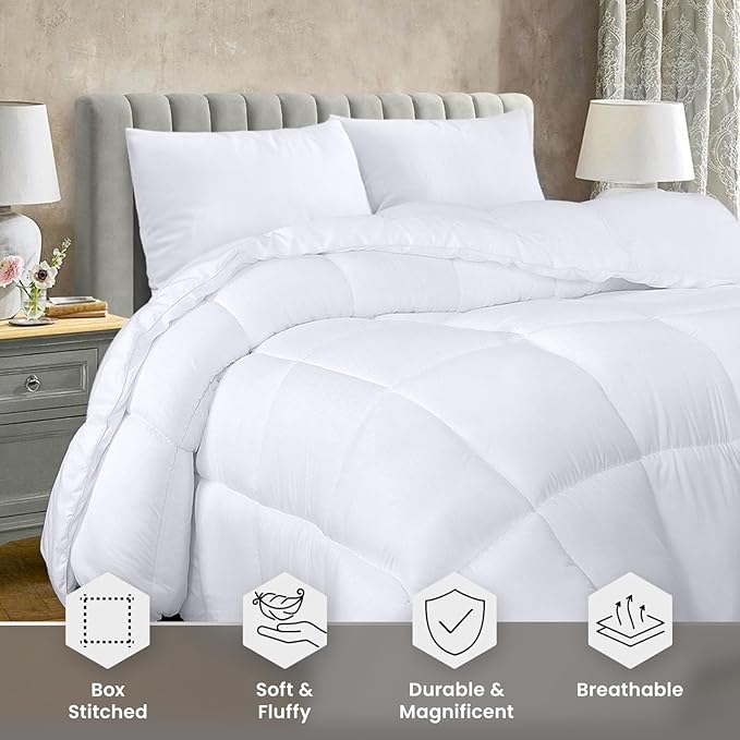 Utopia Bedding California King Comforter Duvet Insert, Quilted White Comforter - Image 3