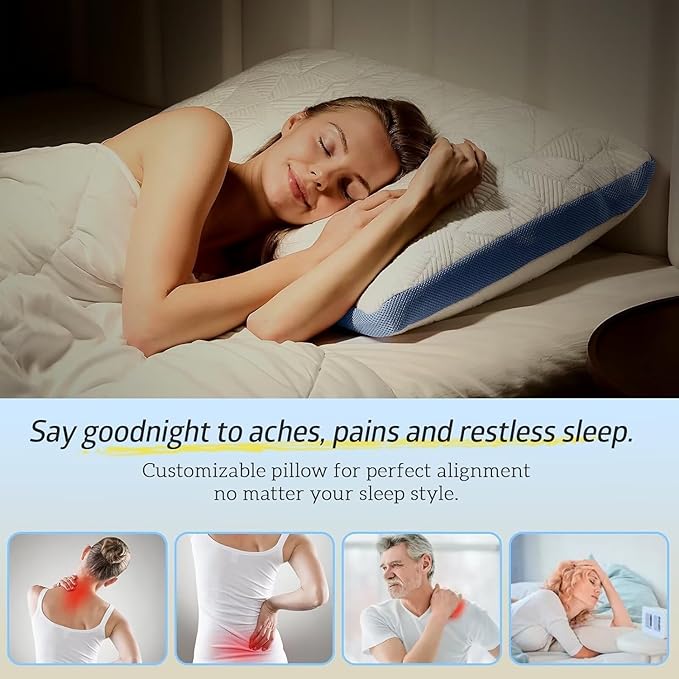 BETU Cooling Pillows Queen Size Set of 2, Shredded Memory Foam Cool Pillows - Image 4